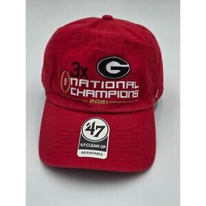 47 Brand Georgia Bulldogs 3 Time National Champions Hat Red NCAA Adjustable Cap